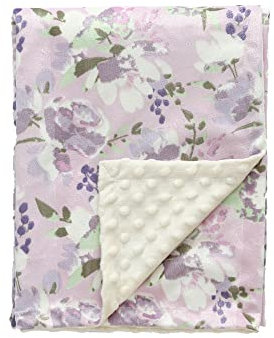 CREVENT Baby Blanket for Girls Soft Plush Receiving Gift for Newborns Toddlers (Cute Printing + Dot Backing - Lavender Grapes 75cmX100cm)