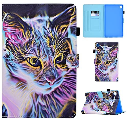 Auslbin Custodia per Samsung Galaxy Tab A7 Lite 8.7 Pollici Modell(SM-T225/T220) Cover con Porta Carte Portafogli slim in Pelle PU con Funzione di Supporto,Gatto