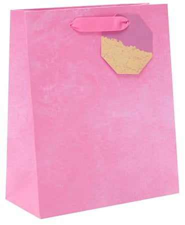UK Greetings | Medium Gift Bag for Her/Friend | Party Bags for Presents | Birthdays/Thank You Teacher/Weddings | Pink Design | 19 x 23 x 8.9 cm