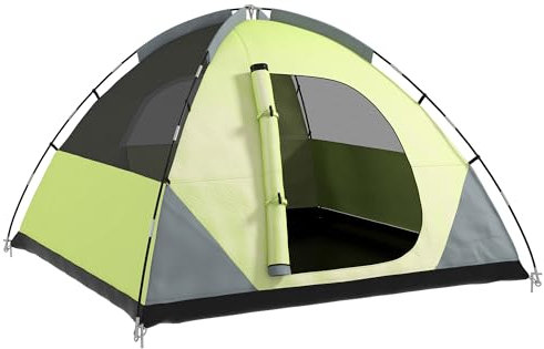 Outsunny Tienda de Campaña Familiar 3 Personas Tienda de Camping UPF 30+ Impermeable hasta 2000 mm con Doble Capa Bolsillos y Bolsa de Transporte para Trekking Camping Playa Aventura