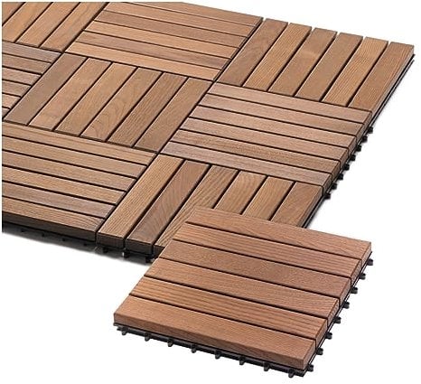 iWerk® – Holzfliesen Thermo-Esche [Lange Lebensdauer] | Bodenfliesen aus Echtholz mit EASY KLICK-SYSTEM | Robuster Bodenbelag für Terrasse, Balkon & Garten | Made in Europe | 30 x 30 cm