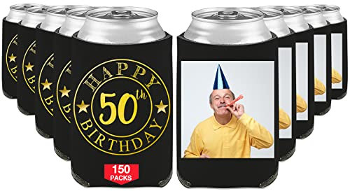 Enfriadores de latas de cumpleaños personalizadas a granel para botellas de cerveza con foto, nombre, año