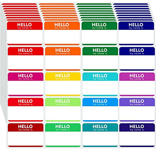 Baoswi 160 Stück Namensschild-Aufkleber (7,6 x 5,1 cm) Identifikationsabzeichen, abziehen und aufkleben, Namensschilder Hello My Name is, buntes Namensschild für Motto-Party