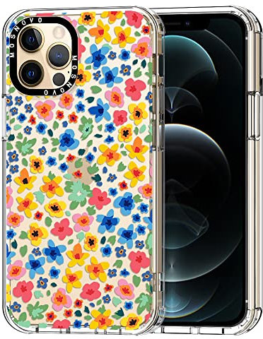 MOSNOVO für iPhone 12 Pro Max Hülle – Durchsichtige, schlanke, stoßfeste TPU+PC-Handyhülle, [6,6 Fuß Fallschutz/Anti-Abziehen] - Kleine Blumen