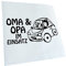 Kiwistar - Autoaufkleber - Schwarz - 24x12cm Oma und Opa im Einsatz Kinder Boy Girl - Heckscheibe Auto Aufkleber wetterfest für Kfz LKW Mofa Truck - Sticker außen selbstklebend Tuning Zubehör für