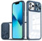 Dqtaoly Coque Transparente pour iphone 12 Pro Max Case avec Lentille Coulissante Caméra Protection Étui, Antichoc Silicone TPU + PC Dur Housse pour iphone 12 Pro Max(Bleu)