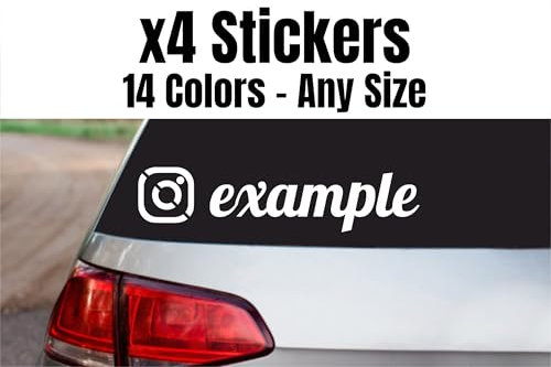 Set di 4 adesivi di qualità 3M profilo Instagram 100% personalizzabile per bicicletta, casco, auto, moto, ecc.