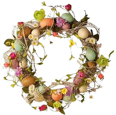 Ghirlanda stagionale ' di Pasqua, decorazione della porta da 13,78 pollici Ghirlande pasquali primaveriliDecorazioni per interni ed esterni incrociati, decorazione da parete, festa con fiori d