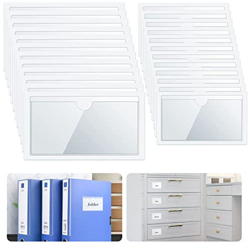 24 St¨¹ck Selbstklebende Visitenkartentaschen in 2 Gr??en, Transparent Etikettenhalter PVC Kartenhalter Selbstklebend Kartenh¨¹lle Etiketten Halter f¨¹r B¨¹ro Schule