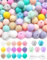 Cinvo 100 Stück lose Silikon-Perlen, 15 mm, runde Gummiperlen, 14 mm, sechseckige Perlen, Schmuckherstellung, Halsketten, Zubehör (Macaron-Farbperlen-Set)