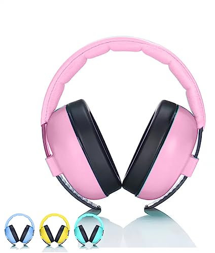 KWKW Sicherheits-Ohrschützer mit Staubbeutel für Kinder | Gehörschutz für Säuglinge & Kleinkinder - Hochwertige Kopfhörer zur Lärmreduzierung - Baby-Ohrschützer ideal für Musikveranstaltungen (Rosa)