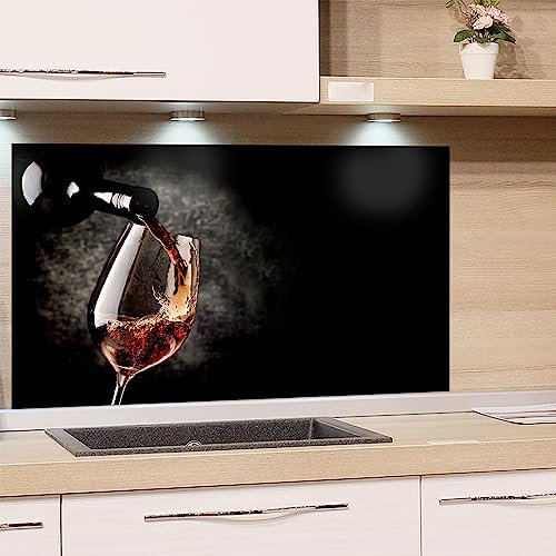 GRAZDesign Spritzschutz Küchenrückwand Glas Küche für Herd & Küchenspüle, Wein Schwarz | Glasplatte Rückwand Küchenwand Wandschutz | 80x40cm