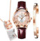 OLEVS Uhren, die Geschenke für Frauen, Uhren-Halskette, Armband-Set, 3-teilig, für Mutter, Frau, Freundin, G5539 - 3-teiliges Set - Weinrotes Leder, Klassisch
