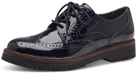 s.Oliver Damen Schnürschuhe Oxford Vegan, Blau (Navy Patent), 39 EU
