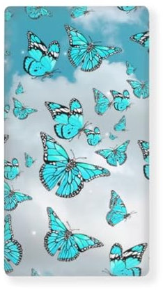 BYCHECAR Butterfly Sky Matratzenschoner für Kinderbett, gesteppt, besonders weich, atmungsaktiv, bequem, Kleinkinder-Matratzenschoner für Standard-Babybett, Größe 132 x 71 cm
