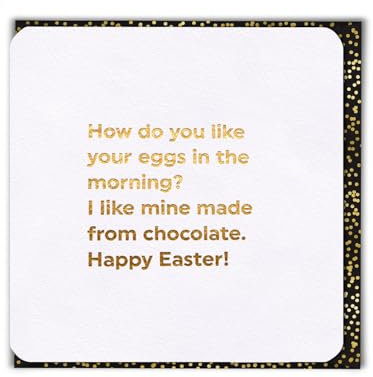 Brainbox Candy Lustige Osterkarte (Goldfolie) – Eggs In The Morning? – Frohe Ostern – freche Osterkarten für Sie und Ihn – Schokoladenliebhaber