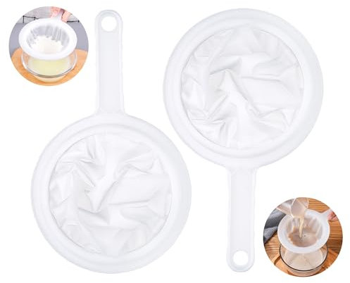 2 filtres, 100/400 Mesh Tamis de cuisine en plastique Tamis fin Avec poignée, Tamis à cheveux Cuisine Tamis à mailles pour jus, lait, café, lait de soja