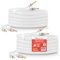 Nakamichi Excel Series Conector tipo banana chapado en oro de 24 quilates con cable de altavoz 99.9% cobre libre de oxígeno (OFC) trenzado Certificado CL2 - Blanco (12 AWG / 15 pies / 4,5 m) 2 paquete