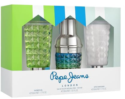 Pepe Jeans Cocktail Edition For Him Parfüm Herren Geschenkset aus 3 Teilen mit Eau de Toilette 30ml After Shave 50ml und Duschgel 50ml Set mit Herren Parfüm mit Zitrusfrücht, Holz und Gewürz Duftnote