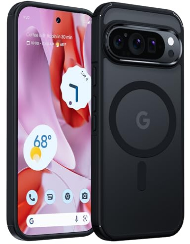 TAURI Cover Magnetica per Google Pixel 9 Pro XL,Nero Opaco | Compatibile con MagSafe,Magnetica Custodia per Sottile Anticaduta