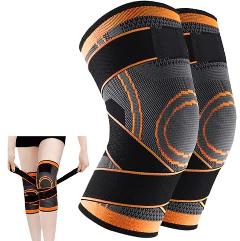 Bonplus BP Kniebandage für Meniskus und Bänder, 2 Stück, Sport-Knieschoner für Männer und Frauen, Knieschoner zum Laufen, orthopädisch, verstellbar, perfekt für Sehnenentzündungen,