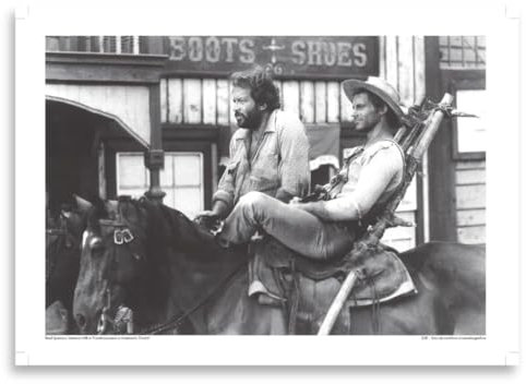 AIMA Wandposter Bud Spencer und Terence Hill 35x50cm - Wanddruck Schwarz und Weiß Kino Vintage Poster ohne Rahmen - Room Decor Küchendrucke, Schlafzimmer - Kostenloser Magnet