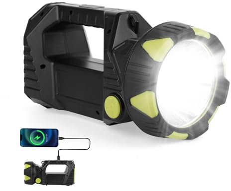 ALLOMN Rechargeable LED Torch, Large LED Flashlight Super Bright Handheld Torches with 8 Modes, Portable Searchlight Torches Lantern Powerful Camping Work Light for Outdoor Hiking Repairing