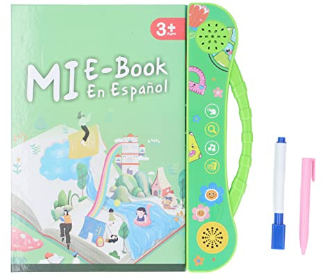 Spanisch Lernen, Spanisch Sprechendes Klangbuch, Pädagogisch, Interaktiv, Elektronisches Lernklangbuch für Kinder, Kleinkinder, Grün