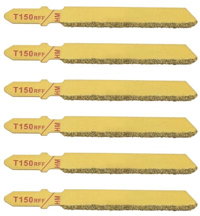 Briny River 6PCS T150RFF T-Shank Blades Length 76mm Tooth Length 54mm 50 Grit Carbide Grain Tile Cutting Tool Carbide-Tipped Blades for Cutting Granite Marble