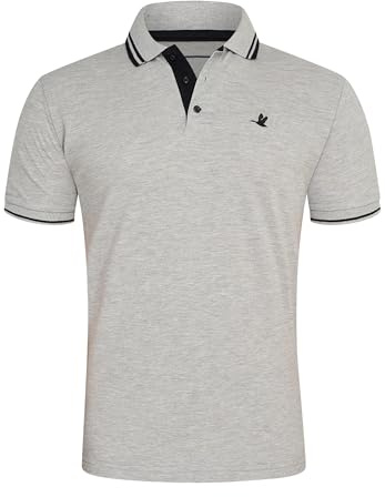 behype. Herren Kurzarm Poloshirt Freizeit Polo T-Shirt Männer Polo-Hemd Regular-Fit in Piqué-Qualität RR_MP-356-Grau-Schwarz-S