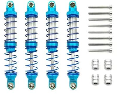 JYYTERD Kompatibel Mit MN MN999 Für Defender D90 1/10 RC Auto Upgrade Teile Zubehör 4 Stück Metall Stoßdämpfer Öl Dämpfer RC Stoßdämpfer(Blue)