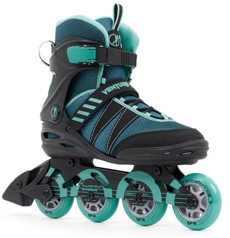 SFR Venture Pro Inline Skates Teal UK 5J / EU 38 | Stylische sportliche Rollschuhe für Jugendliche und Erwachsene | Perfekt für Einsteiger | Stabil und sicher mit Komfortfutter und hoher Manschette