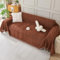Royhom Couch Überzug 2/3/4 Sitzer, Sofa Überzug Ecksofa, Sofabezug L Form, Chenille Sofaüberwurf, Couch Überwurf mit Deko Quasten, Braun Sofa Überwurf(Rein Braun, 180x260cm)