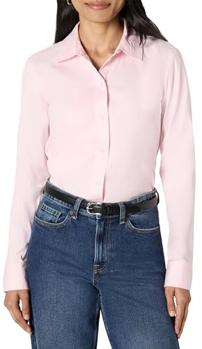 Amazon Essentials Chemise Habillée et Boutonnée en Popeline Extensible Femme