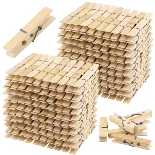 NAMYEUT 500 PCS Bamboo Pegs, 6.1 x 1.1cm Wood Clothespins | Wooden Clothes Pegs for Washing Line, Craft, Photo, Socks
