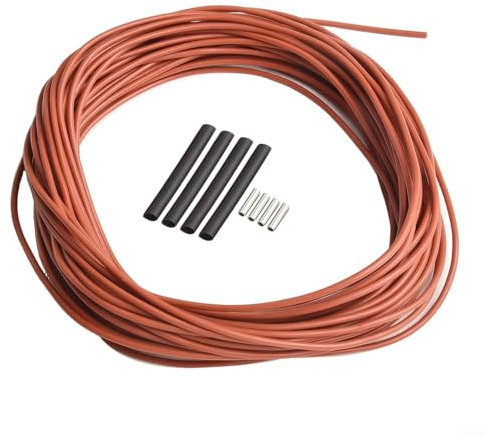 Bulevisiter Cavo riscaldante per pavimenti in fibra di carbonio 12K, 33 Ohm/m, isolamento in silicone, filo riscaldante a infrarossi con limite di temperatura del tubo di rame, 200 °C (20 m)