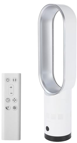 UOEONR Rotorloser Ventilator,mit Fernbedienung, LED Display, 10 Geschwindigkeiten,Turmventilator sehr leise,6 Modi, Auto 90° Oszillation, Nach oben und unten um 30° verstellbar,Timer (Silber)
