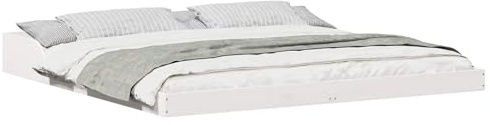 vidaXL Bettrahmen Weiß 200 x 220 cm Massives Kiefernholz