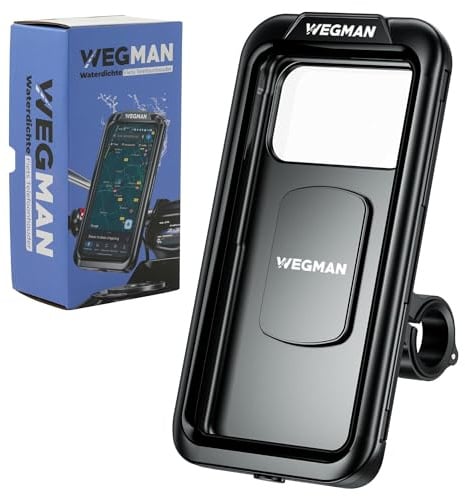 Wegman Handyhalterung Fahrrad Motorrad (Wasserdicht IP67) 360° Dreh & Kippbar, Touchscreen Bedienbar, Vibrationsdämpfend, Fahrradlenker, Smartphone Halterung für E-Bike, Rennrad, Roller & E-Scooter