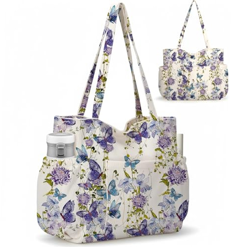 Jcocylse Shopper Tasche Damen | Cord Tasche Damen & Tote Bag mit vielen Taschen – Multifunktional Tasche für Einkauf, Arbeit, Uni, Reisen und Alltag