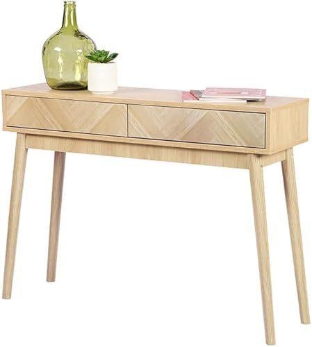 Deconation Console 2 Tiroirs Bois Clair - Style Scandinave - Meuble D'entrée