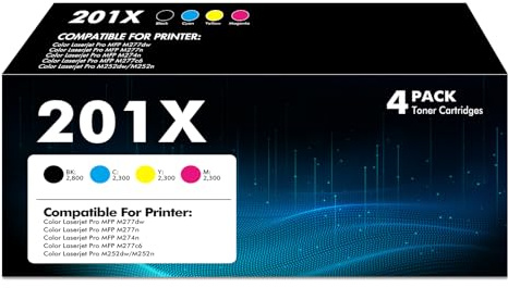 4er 201X Toner Kompatibel für HP 201X 201A Color LaserJet Pro MFP M277dw | M252dw M277n M274n M277 M252 M274 M252n M277c6 CF400X CF401X CF402X CF403X Schwarz Cyan Gelb Magenta