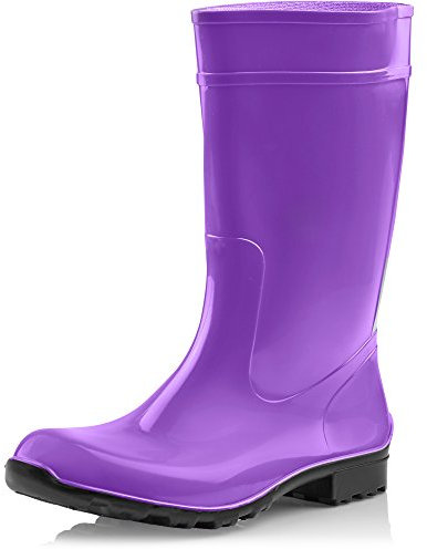 Ladeheid Stivali Pioggia Donna 100% Impermeabili Gomma Robusto e Confortevole Stivali Alti da Donna Scarpe Femminile LA-967 (Viola/Nero 39 EU)