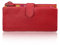 AprinCtempsD Portefeuille Longue en Cuir Véritable Porte-Monnaie Grande Capacité Porte-Cartes Coloré Pochette Zipper pour Femme (Rouge)