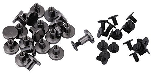 20 Stück Set Messing Flachkopf Nieten Schwarz Leder Handwerkskunst Schrauben Nagelnieten DIY Leder Basteln Metall Nieten für Gürtel Gurt Tasche Schuhe Dekoration 8 mm Schwarz