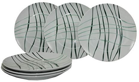 Topkapi TK-1015 Forrest Green Lot de 6 assiettes à dessert en porcelaine Ø 20 cm