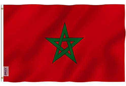 ANLEY Fly Breeze Bandera de Marruecos de 3x5 pies - Color vivo y resistente a la decoloración UV - Encabezado de lona y doble costura - Banderas nacionales marroquíes Poliéster con arandelas