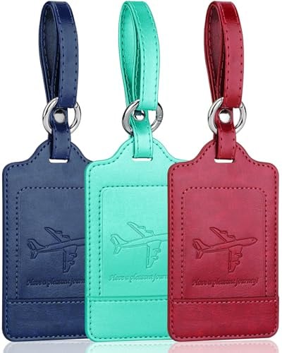 Teskyer 3 Luggage Tags for Suitcases, Travel Essentials