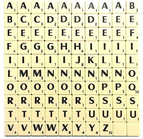 WedDecor 200pcs Plastik Alphabet Buchstabe Fliesen für Handarbeiten, Komplett A-Z Und Nummer Bedruckt für Kunst & Handwerk,Rahmen,Scrapbooking,DIY Projekt,Sprüche, Heim Dekoration, Elfenbein