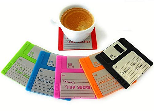 Disketten-Untersetzer, Videospiel, Fanartikel, Nerd, Büro, Set mit 6 Disketten, Dekoration, Computer, Geeks, Geschenke für Geeks und Nerds, Cooles Bürozubehör, Becher, Party-Untersetzer